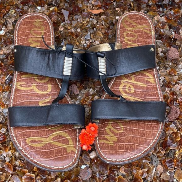 Sam Edelman Kane Black Slip On Leather Sandals w/Silver Detailing. Size 10. VUC! - Picture 1 of 7
